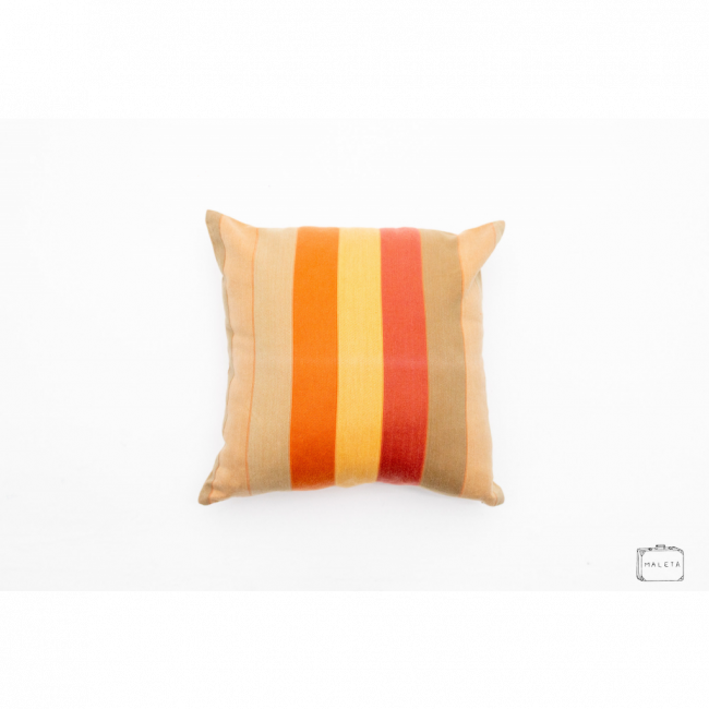 ALMOFADA LISTRA BEGE/LARANJA/BORDÔ - 40X40