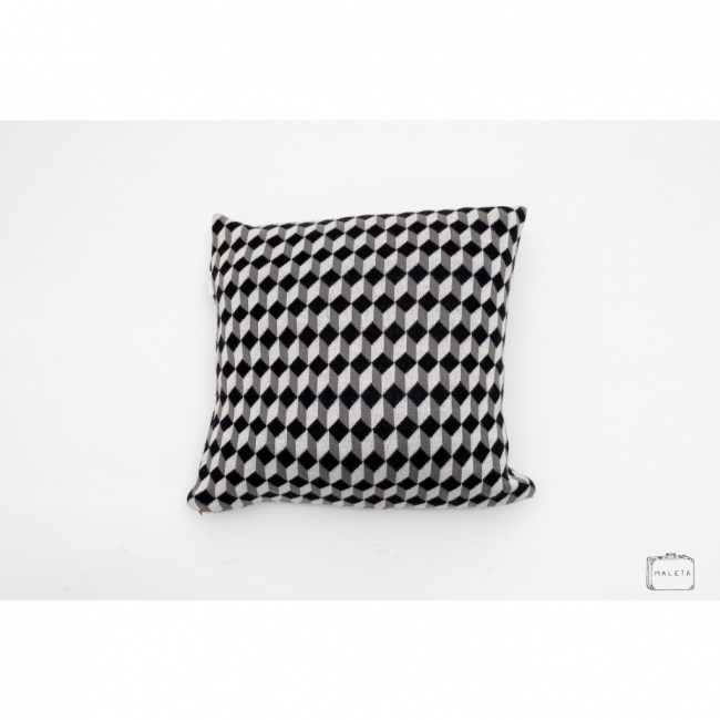ALMOFADA LÃ ILUSIONISTA PRETA/CINZA - 45X45