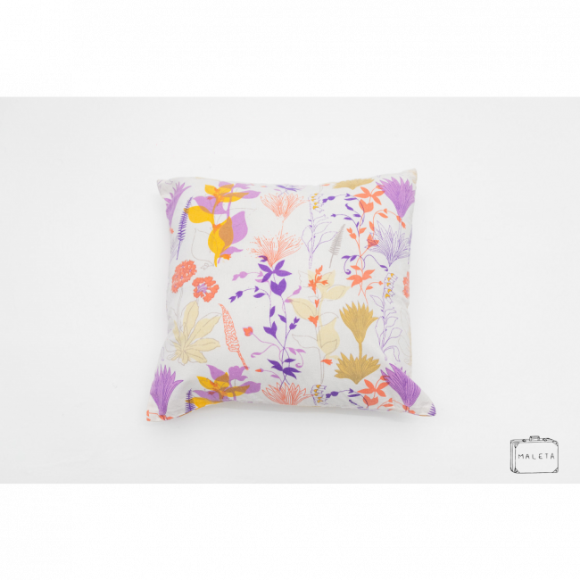 ALMOFADA BRANCA ESTAMPA FLORAL - 45X45