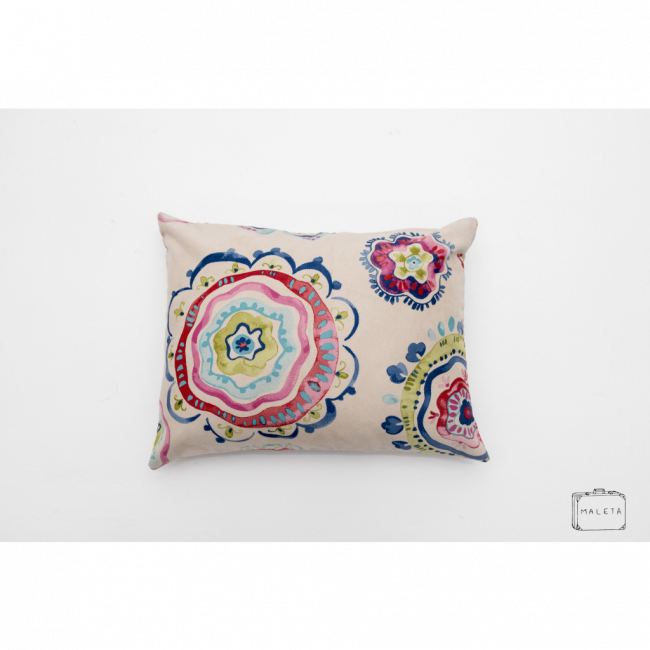 ALMOFADA CAMURÇA CREME ESTAMPADA - 45X33