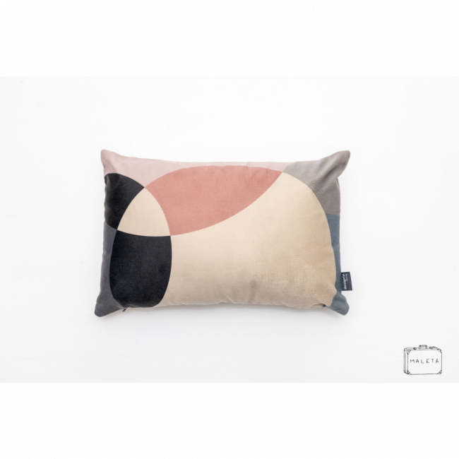 ALMOFADA CREME/CINZA/ROSA - 40X30