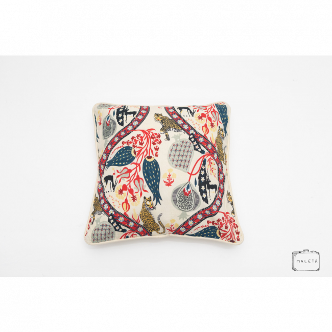ALMOFADA CREME ESTAMPA ANIMAIS - 45X45