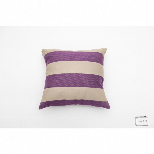 ALMOFADA LISTRADA ROXA E CINZA - 45X45