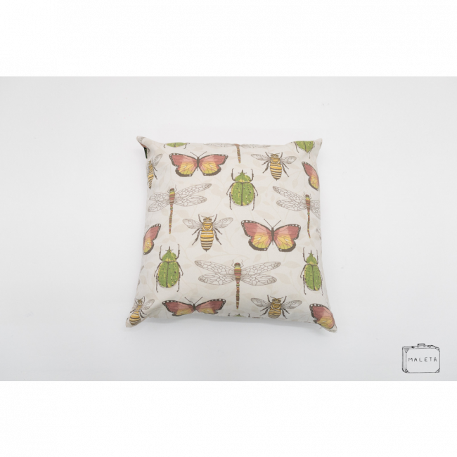 ALMOFADA BRANCA INSETOS - 45X45