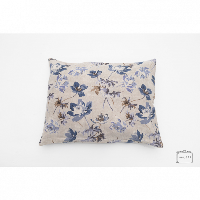 ALMOFADA CINZA ESTAMPA FLORES AZUIS - 45X35