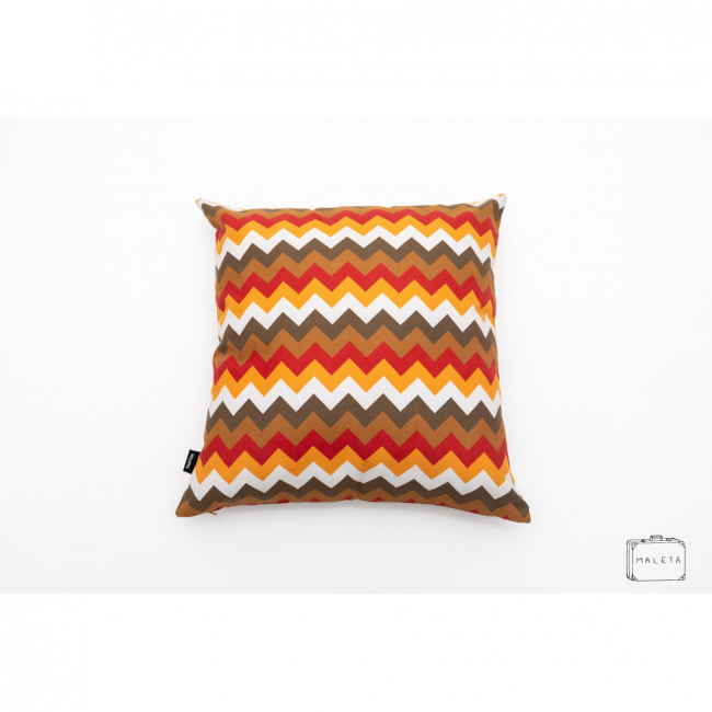 ALMOFADA ZIGZAG AMARELA/MARROM/LARANJA - 40X40