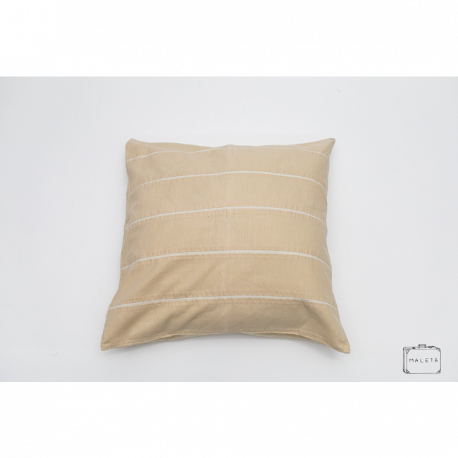 ALMOFADA CREME LISTRA BRANCA - 60X60