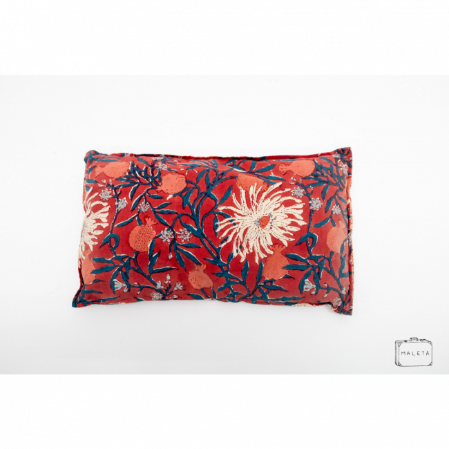 ALMOFADA VERMELHA ESTAMPA CORAL - 50X30