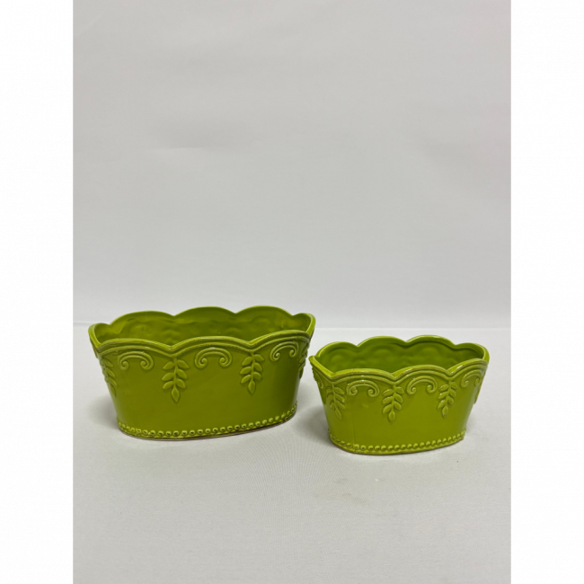 Vaso Oval M cerâmica Verde
