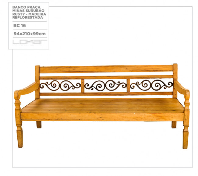 Banco praça minas surubao rusty _madeira reflorestada 1_94x210x99cm