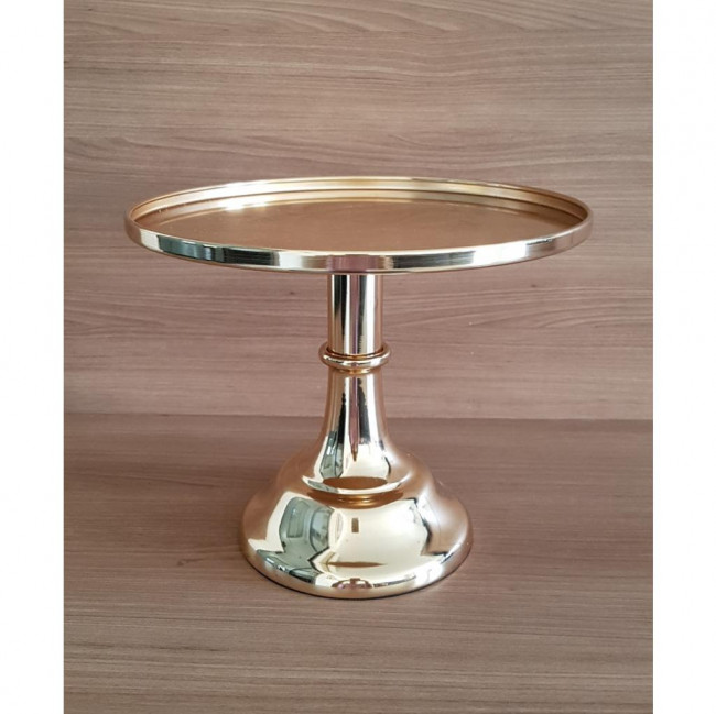 Bandeja Metal Dourada com Pé Alto