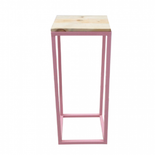 Mesa Rosa Cubo Ferro Alta P