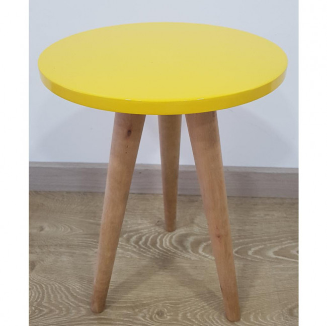 Mesa Tripé Laqueada Amarela P