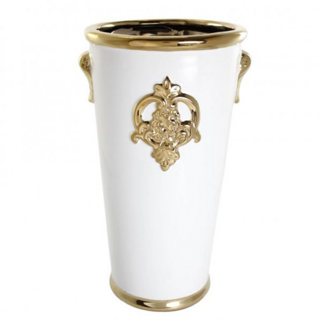 Vaso Cerâmica Dourado e Branco G