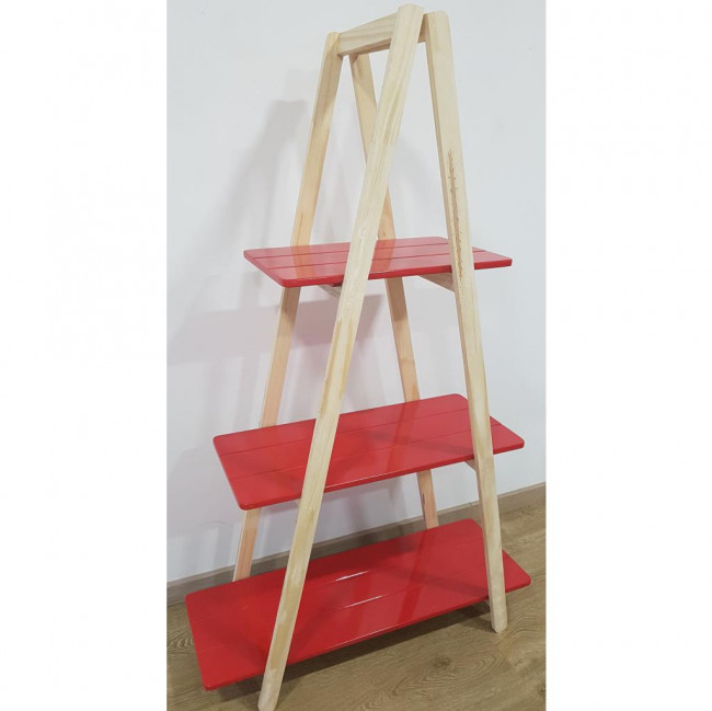 Estante Escada Tampos Vermelho Laqueada