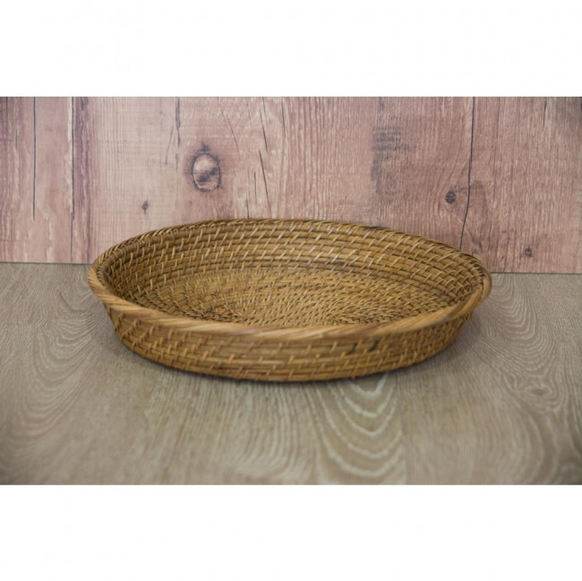 Bandeja Rattan Oval Bege