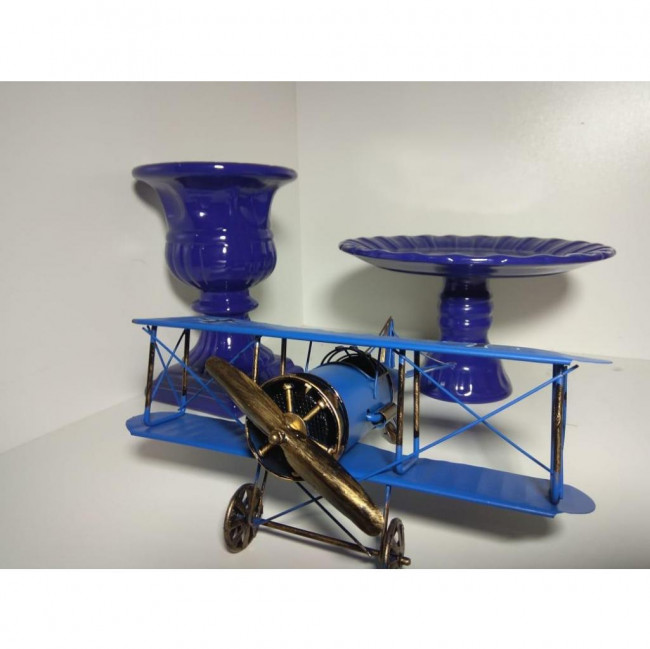 AVIÃO AZUL COBALTO LUXO. 26 CM