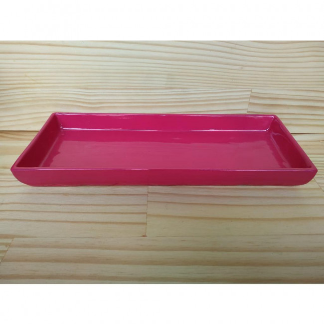 BANDEJA RET ROSA PINK TRABALHADA. 34X13 CM