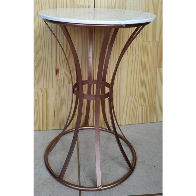 MESA LATERAL REDONDA ROSE GOLD M. 56x39 CM