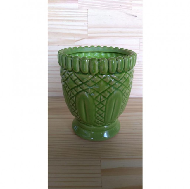 VASO TRABALHADO VERDE ÁGUA. 17 CM