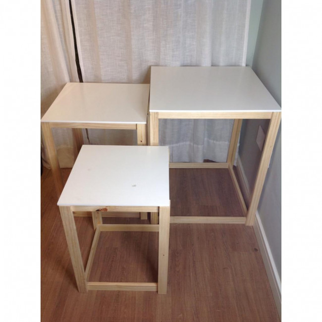 Mesa Cubo Pinus Vazado Branco M