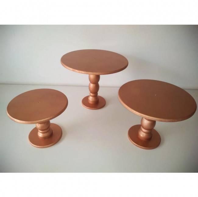 TRIO BANDEJAS TORNEADAS ROSE GOLD