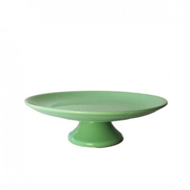Bandeja Cerâm Verde Água Red C/ Pé 33x11cm