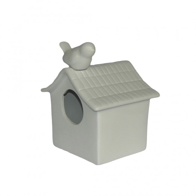Casa Passarinho Cerâm Branca 24cm