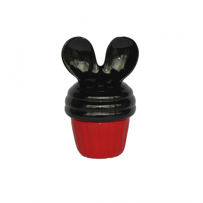 Pote Mickey Cerâm Verm/Preto 22cm