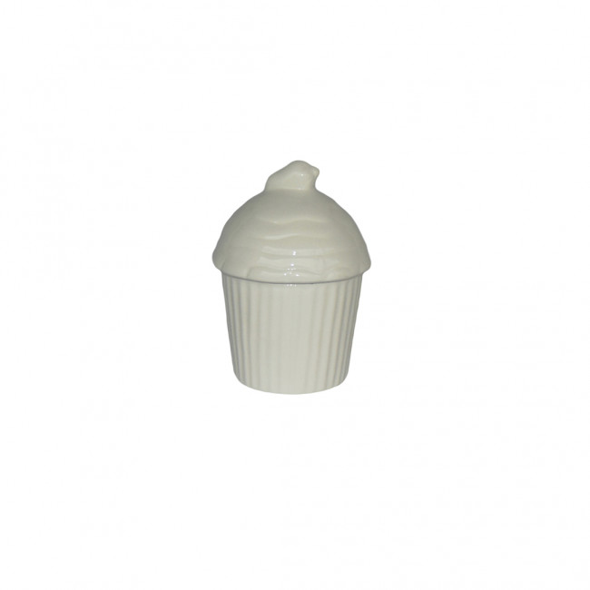Cupcake Cerâm Branco 17cm