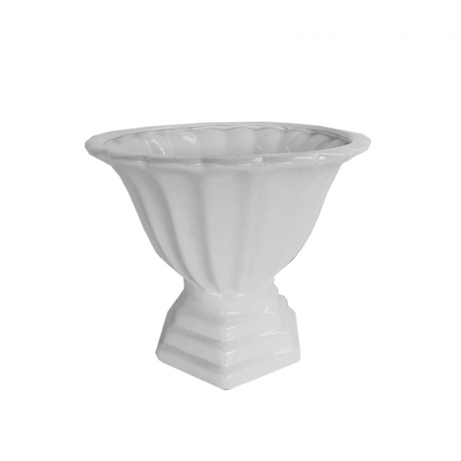 Vaso Cerâm Branco Taça Milão 24x26cm