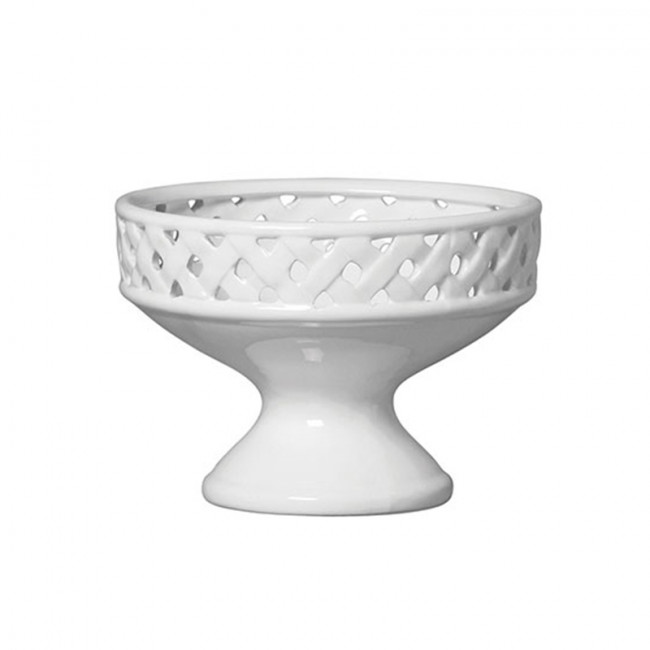 Vaso Cerâm Branco Vasado 19x25cm