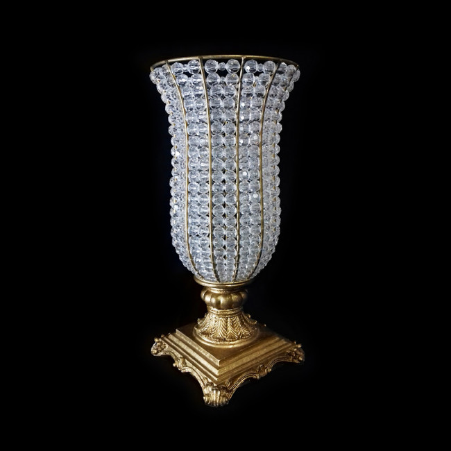 Vaso Cristal Base Resina Dourada 18x40cm
