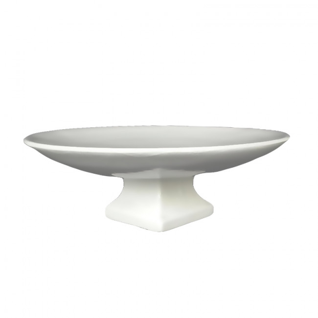 Bandeja Cerâm Branca Oca C/ Pé 33x11cm