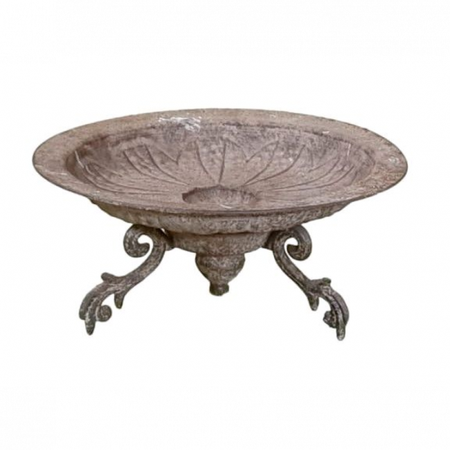 Bandeja Redonda Metal Marrom 35x16cm