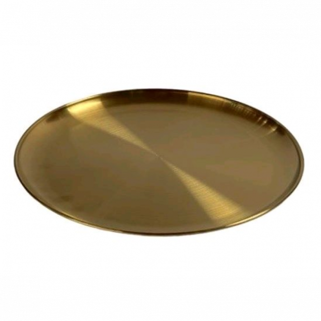 Bandeja Inox Redonda cor Dourada 35cm