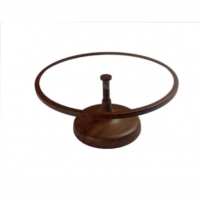 Bandeja Vidro c/pé Madeira Marrom 30x13cm