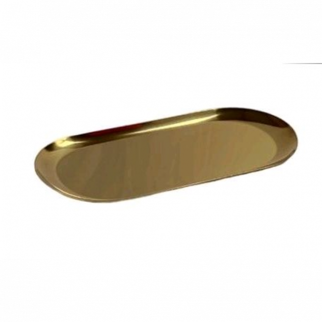 Travessa Inox Oval cor Dourada 30x12cm