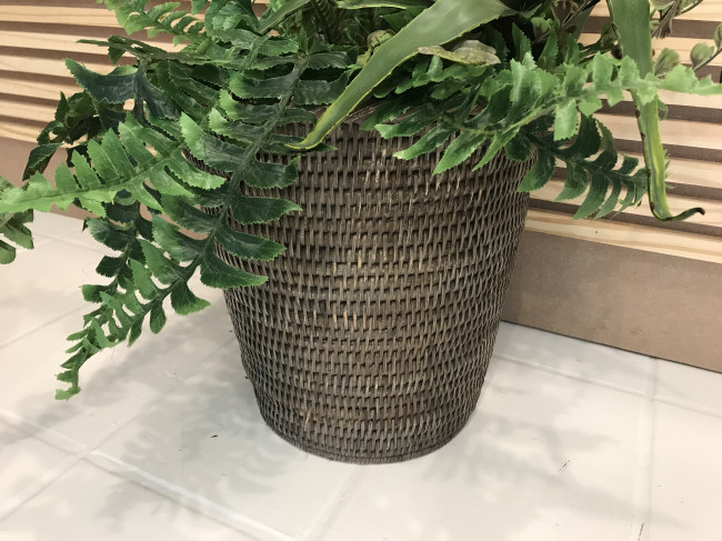 CESTO RATTAN ALTO CINZA M