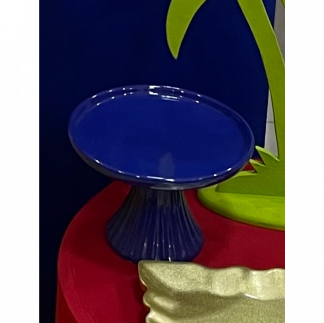 Boleira com pé alto P Ceramica azul royal