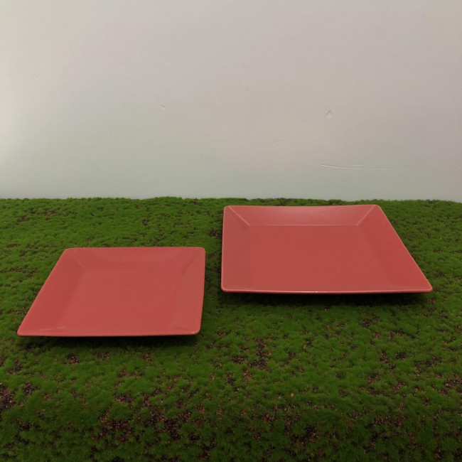 Prato quadrado porcelana vermelho