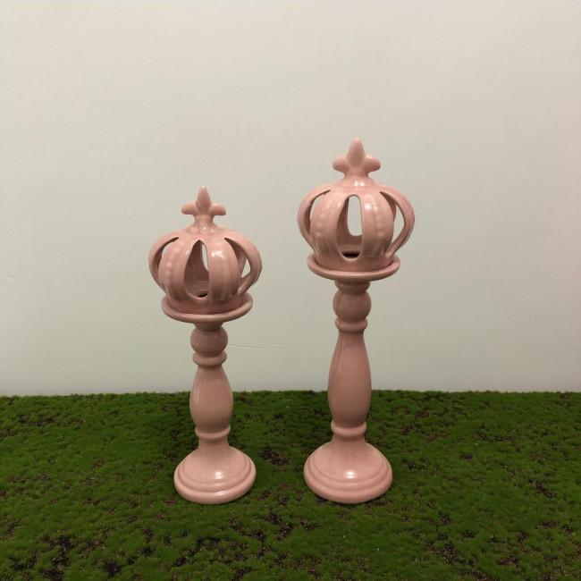 Coroa pedestal porcelana rosa claro (G)