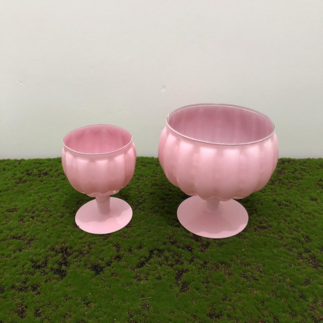 Compoteira taça vidro rosa (M)