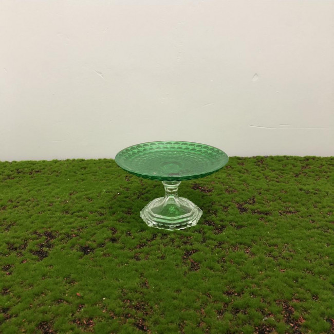 Centro de mesa prato com pé transparente / verde