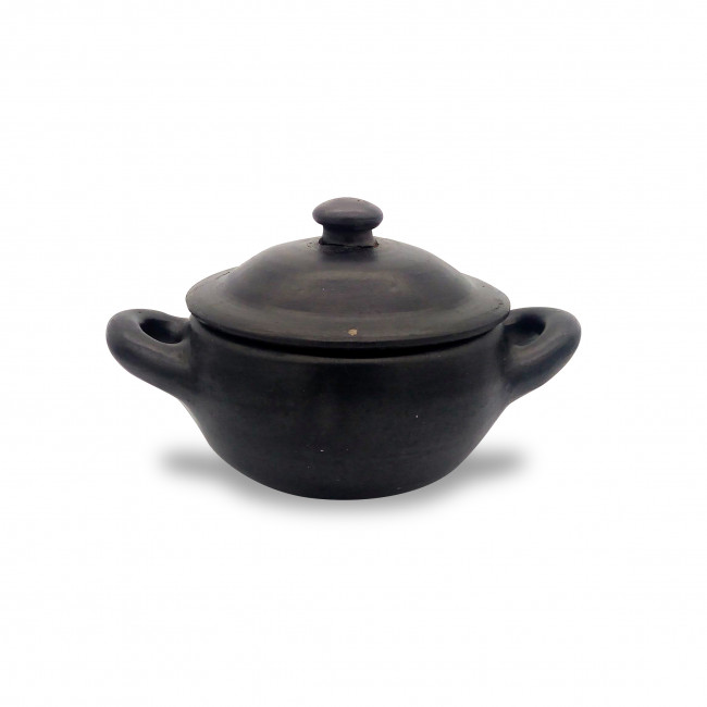 Barro preto - Panela pequena rasa com tampa