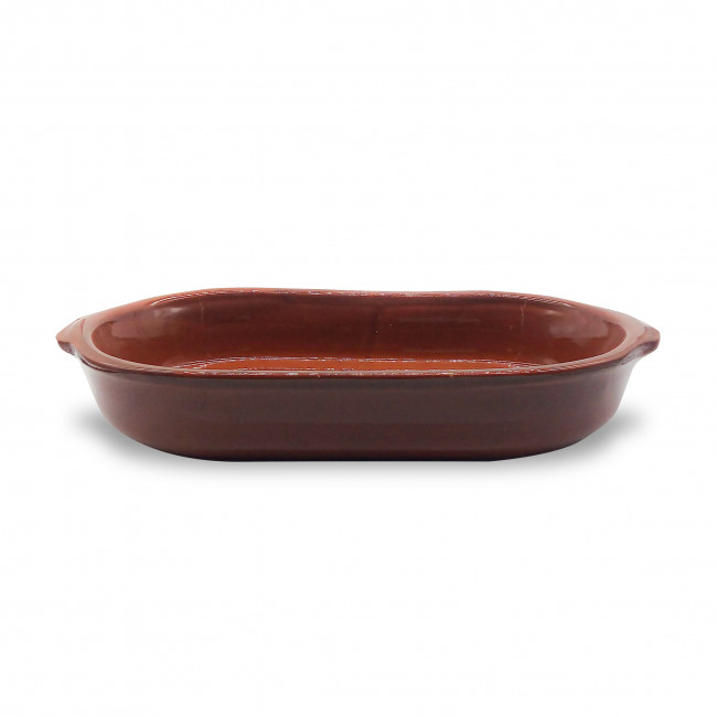 Louça marrom - Travessa oval vitrificada