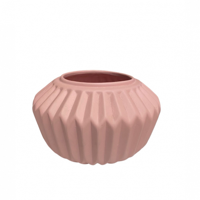 VASO DE LOUÇA LISTRADO ROSA M