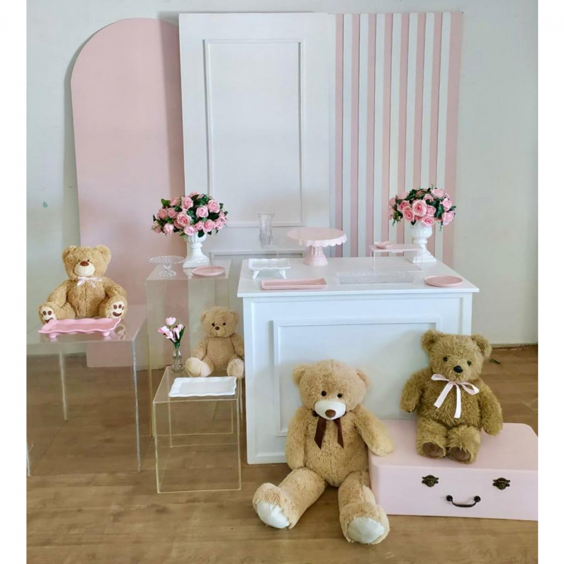 cha de bebe rosa urso