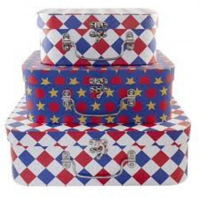 MALETA DE PAPEL CIRCO VINTAGE ESTRELA E BOLINHA M