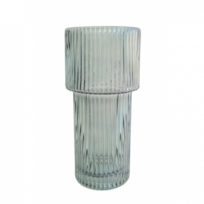 VASO VIDRO CANELADO VERDE P